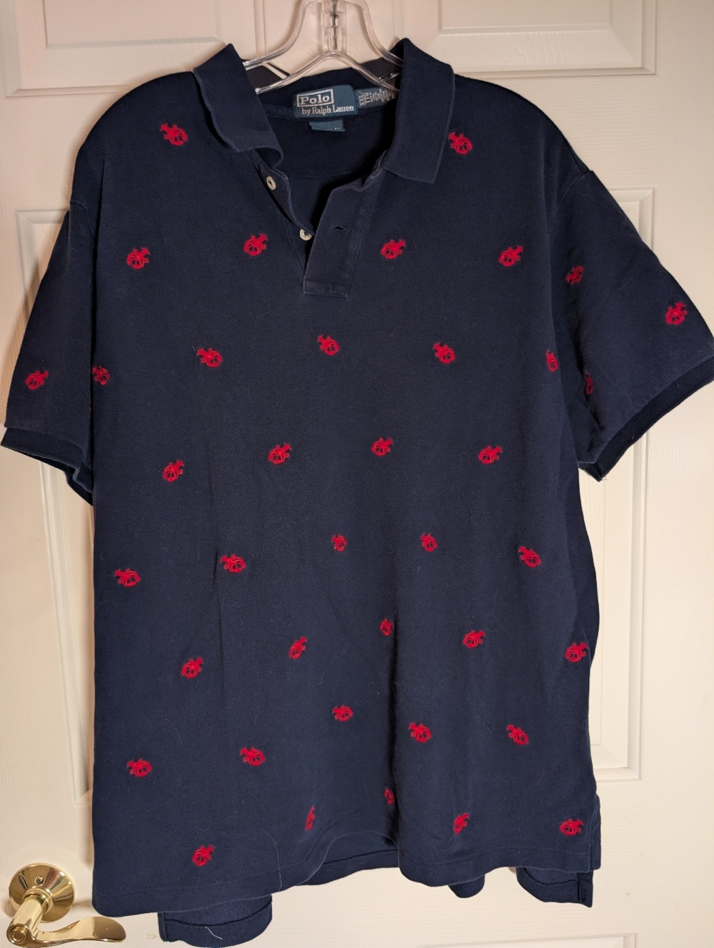 Polo Ralph Lauren Custom Fit Polo Shirt Men Size XXL talll Lobster Embroidered